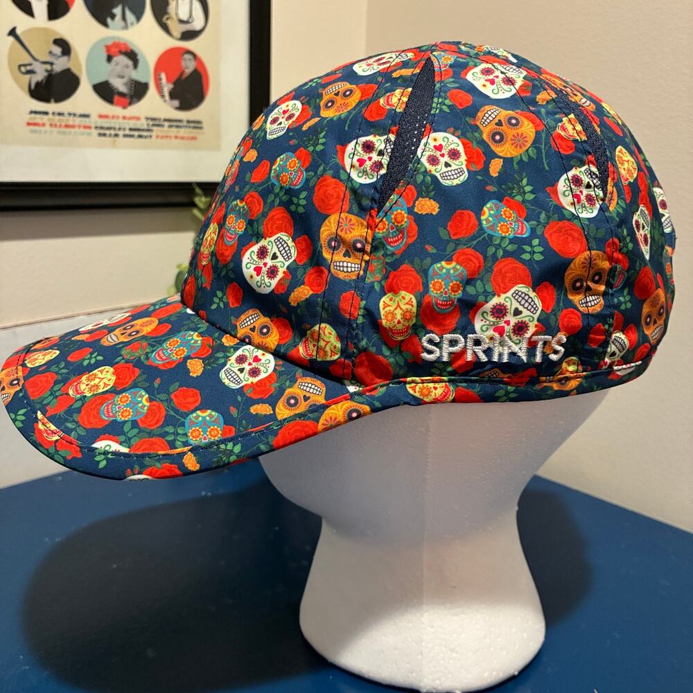 Sprints Day of the Dead Colorful Running Hat OS Performance Marathon Lightweight
